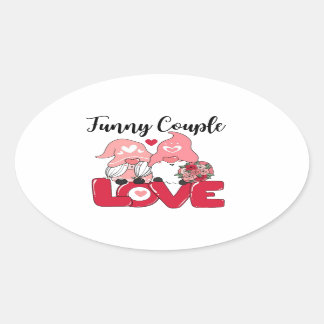 Sticker Ovale couple drôle pour une Saint Valentin 2024