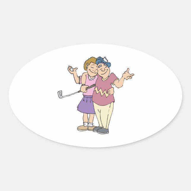 Sticker Ovale Couples Qui Golf Ensemble Restent Ensemble (Devant)