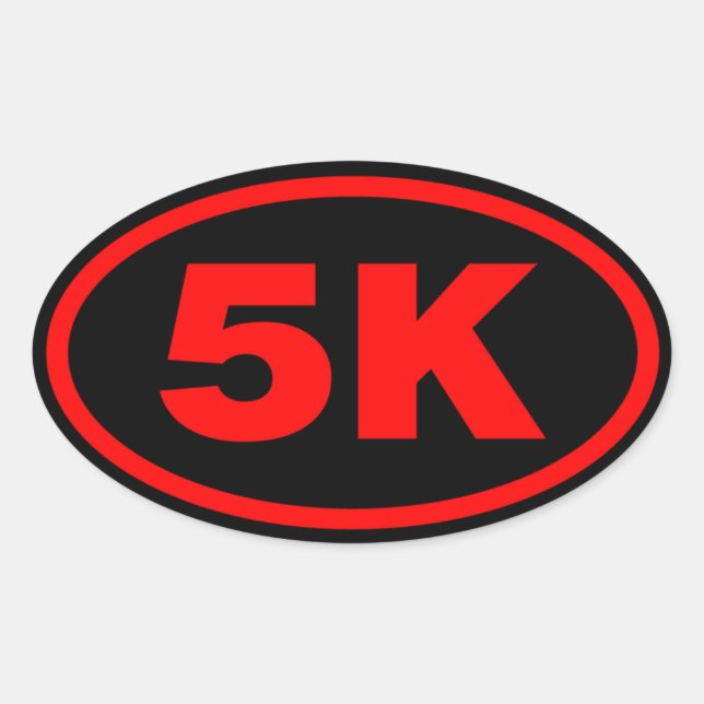 Sticker Ovale Coureur de 5K rouge et noir ovale (Devant)