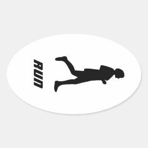 Sticker Ovale Coureur noire Silhouette féminine Coureur