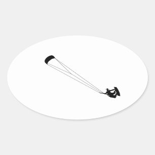 Sticker Ovale Cowboy surfant de cerf-volant