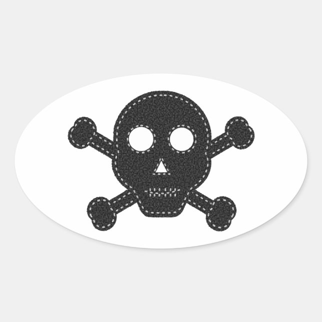 Sticker Ovale Crâne à flancs noirs (Devant)