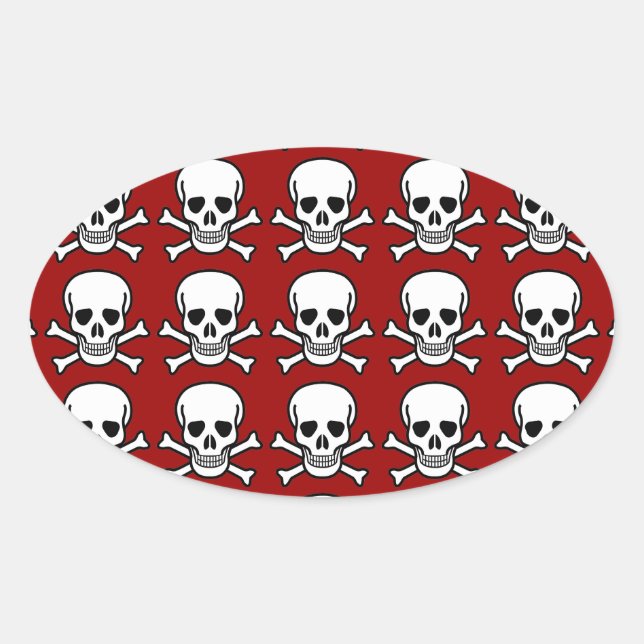 Sticker Ovale Crâne et os croisés (Devant)
