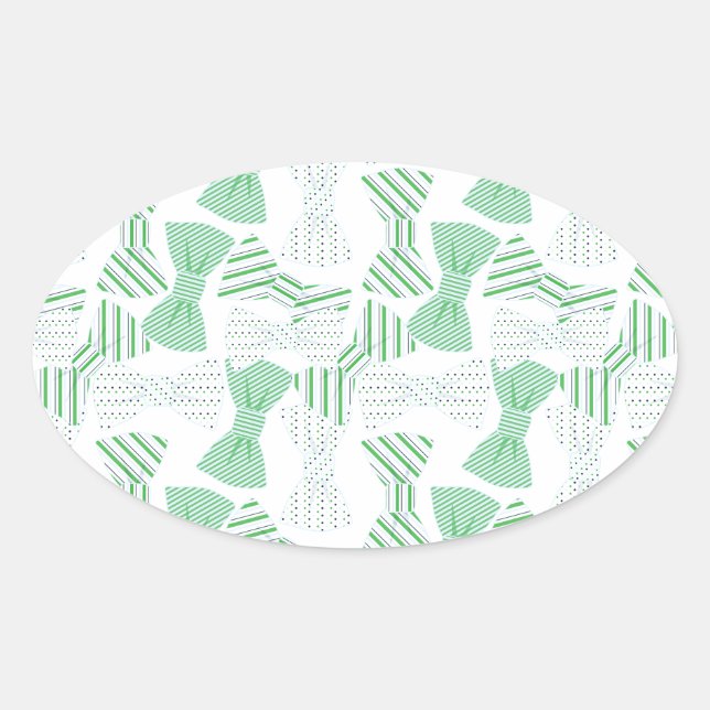 Sticker Ovale Cravates en bois vert et bleu (Devant)