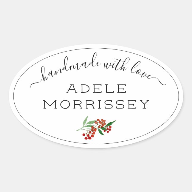 Sticker Ovale Créez Votre Propre Aquarelle Florale Fabriquée Ave (Devant)