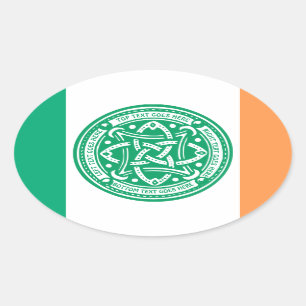 Sticker Ovale Créez votre propre noeud Celtique Shamrock Green I