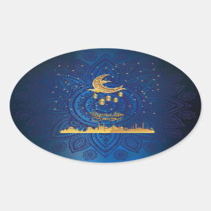 Sticker Ovale Crescent ramadan kareem or 2024