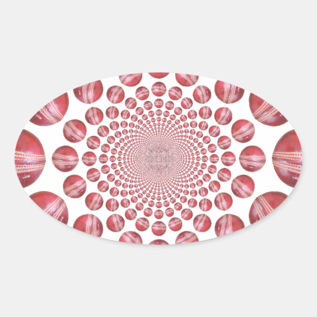 Sticker Ovale Crimson Vortex : Belle Balle de Cricket Rouge (Devant)