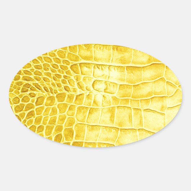 Sticker Ovale Croco cuir jaune (Devant)