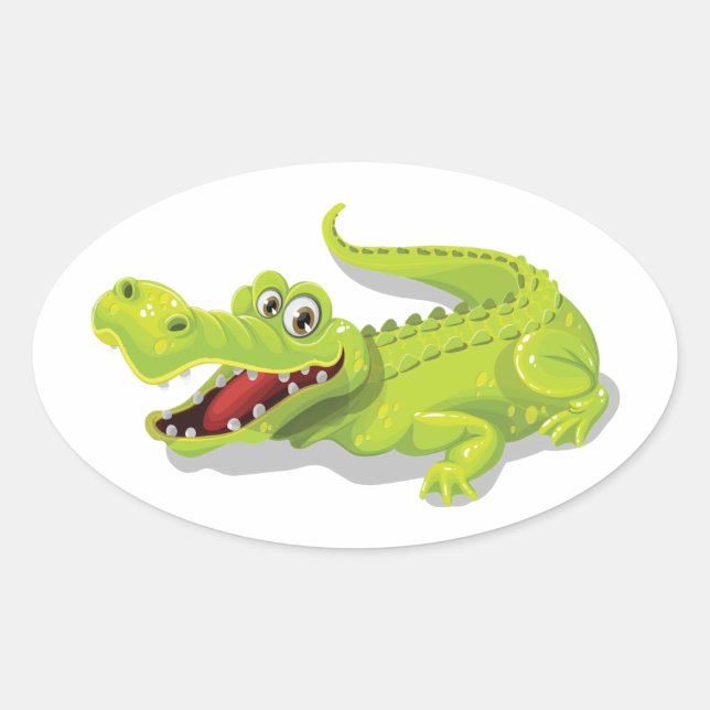 Sticker Ovale Crocodile de dessin (Devant)