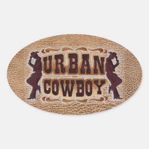 Sticker Ovale Cuir à outils occidental Urban Cowboy