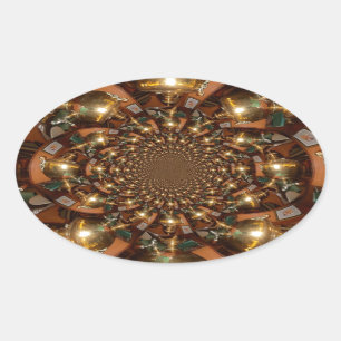 Sticker Ovale Culture de thé argent et or élégant - Vintage Samo