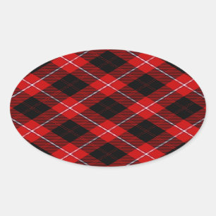 Sticker Ovale Cunningham Tartan rouge noir