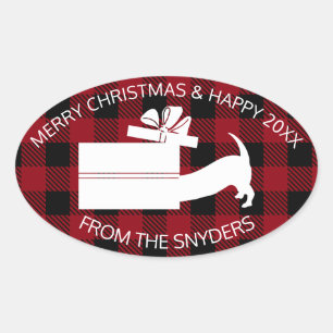 Sticker Ovale Curieux Dachshund en cadeau