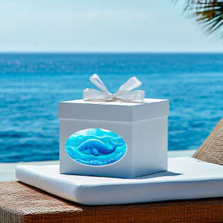 Sticker Ovale Cute Blue Whale, personalized