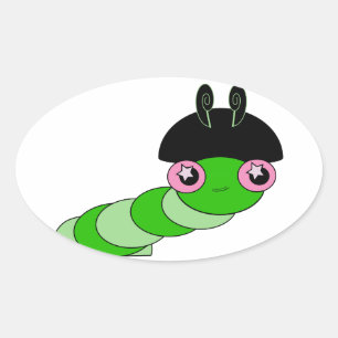 Sticker Ovale Cute Caterpillar