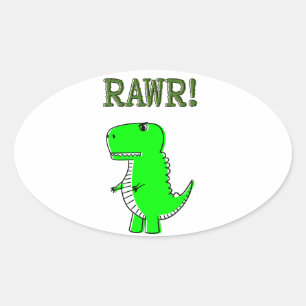 Sticker Ovale Cute et en colère Rex RAWR