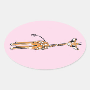 Sticker Ovale Cute Giraffe drawing, safari animals