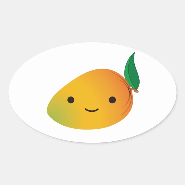 Sticker Ovale Cute Kawaii Mango souriant (Devant)