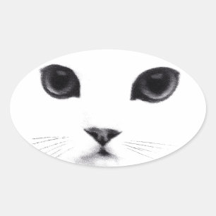 Sticker Ovale Cute Oval Kitty Chat Visage
