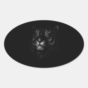 Sticker Ovale Cute Tiger Head Art Cadeaux Tigres Gros Chats
