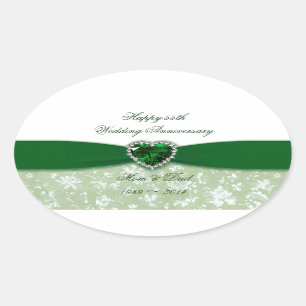 Sticker Ovale Damask 55e anniversaire du Mariage
