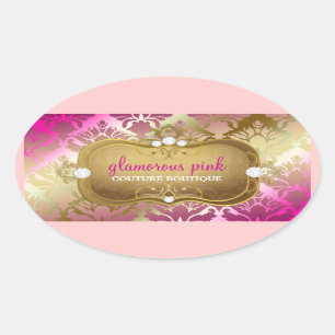 Sticker Ovale Damassé 311 rose d'or fascinante