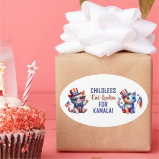 STICKER OVALE DAMES DE CHAT SANS ENFANT POUR KAMALA