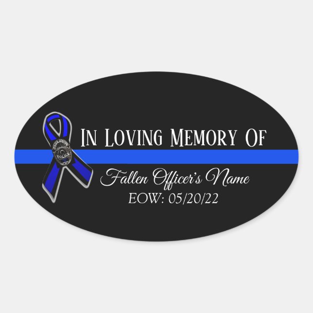 STICKER OVALE DANS L'AMOUR MÉMOIRE DE FALLEN OFFICER SOUTIEN POL (Devant)