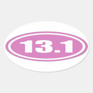Sticker Ovale D'autocollant 13,1 rose de marathon de