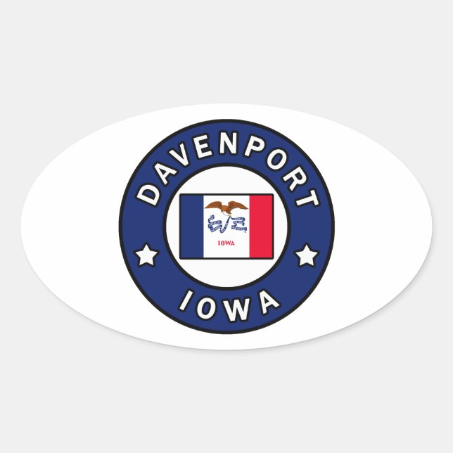Sticker Ovale Davenport Iowa (Devant)