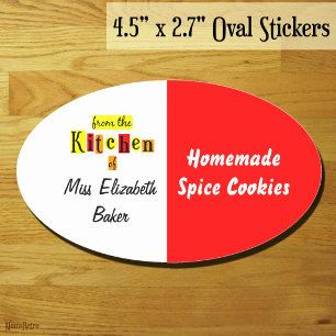 Sticker Ovale De la cuisine de Retro Red Yellow Canning