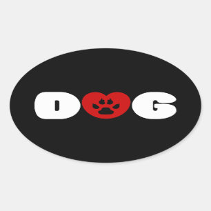 Sticker ovale de l'amour du chien