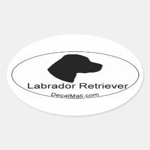 Sticker Ovale Décalage de la fenêtre du Labrador Retriever