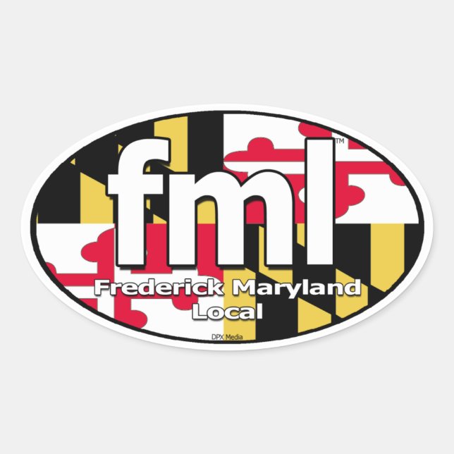 Sticker Ovale Décalque de drapeau de FML le Maryland (Devant)