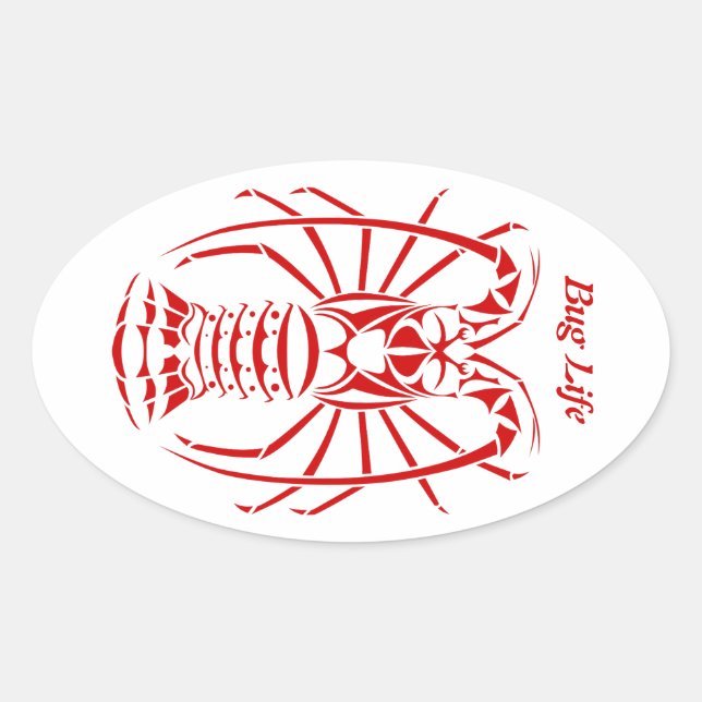 Sticker Ovale Décalque de langouste de la vie d'insecte (Devant)