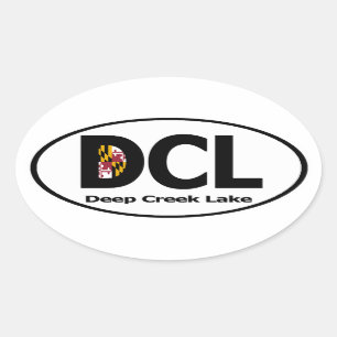 Sticker Ovale Décalque profond de lac creek (placez de 4)