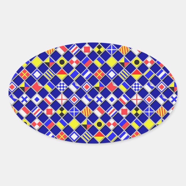Sticker Ovale Décor de l'effet 3D À damiers dalles de drapeau na (Devant)