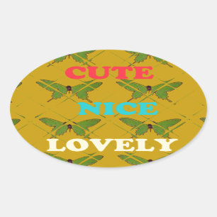 Sticker Ovale Décor de papillon coloré : mignon, agréable et séd