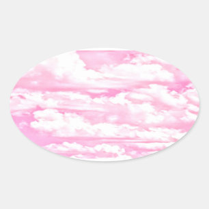 Sticker Ovale Décor heureux de nuages de roses pâles