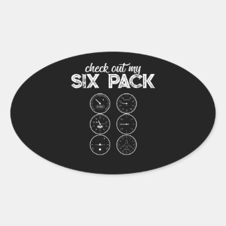 Sticker Ovale Découvrez Mon Six Pack Pilote Aviation Drôle Gym
