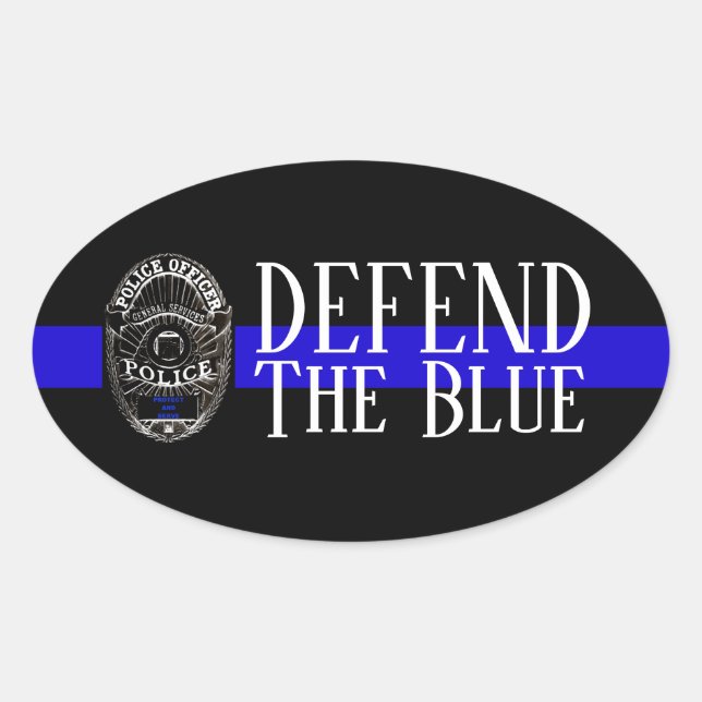 STICKER OVALE DÉFENDRE LA POLICE BLEUE SOUTIEN OVAL BUMPER STICK (Devant)