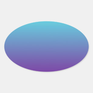 Sticker Ovale Dégradé de fond simple Turquoise Bleu Violet