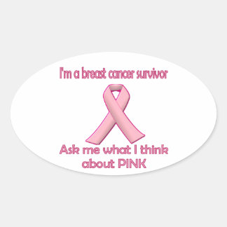 Sticker Ovale Demandez à un survivant du cancer du sein à propos