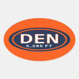 Sticker Ovale Denver Colorado Football Bleu 5280 Ft
