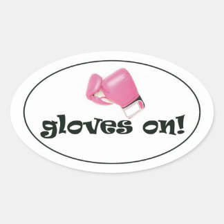 Sticker Ovale Des Gants ! Gants en boîte rose pastel