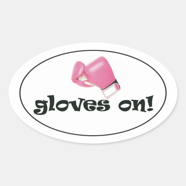 Sticker Ovale Des Gants ! Gants en boîte rose pastel (Devant)