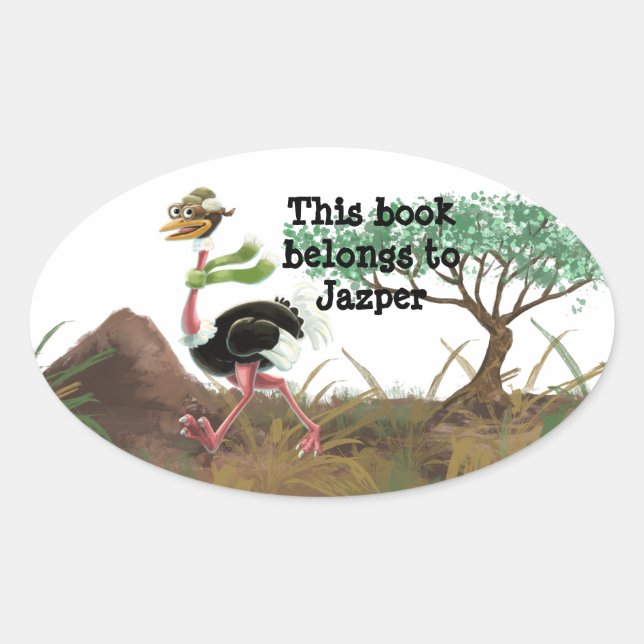 Sticker Ovale Desert Ostrich Runner (Devant)