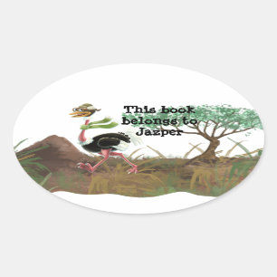 Sticker Ovale Desert Ostrich Runner