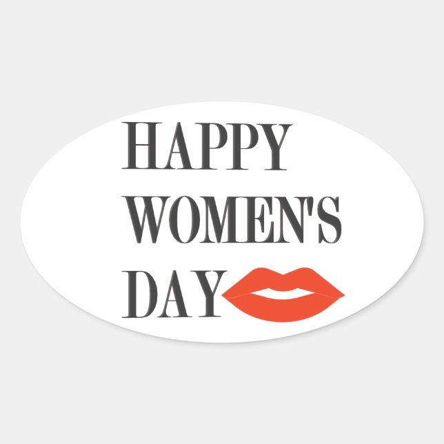 Sticker Ovale Design Joyeuse Journée des femmes amusante (Devant)